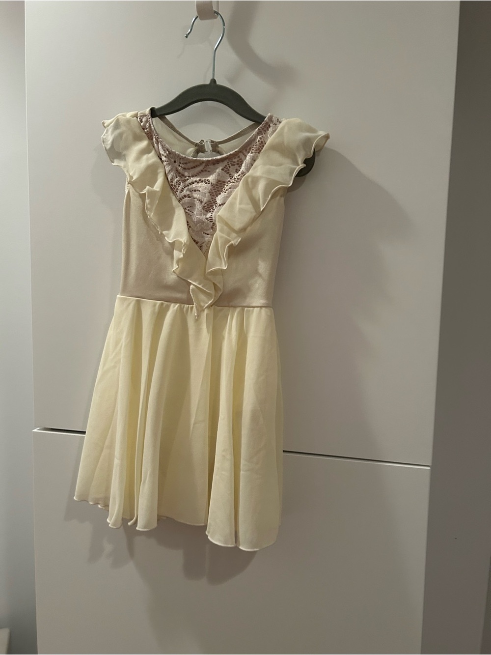 Weissman Pale Yellow and Lace Ruffle Dance Dress / Tutu - Size SC